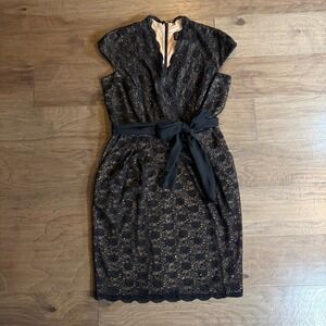 alex evenings surplice v-neck sleeveless ruched brooch sheath dress Alex Evenings Danielle Beaded Contour Dress Royal / 6